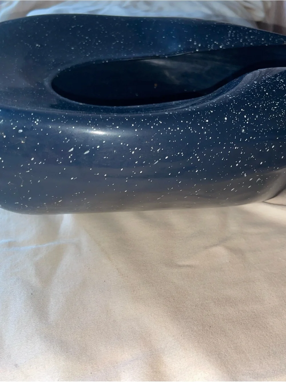 Vintage Speckled Navy Portable Bedpan for Home Bath